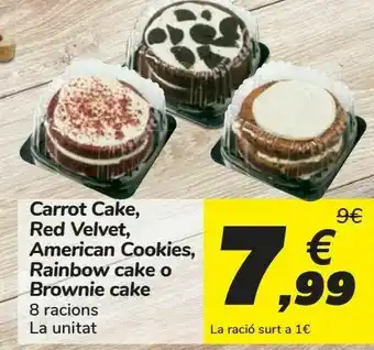 Lindt Carrot cake, red velvet, american cookies, rainbow cake o brownie cake oferta