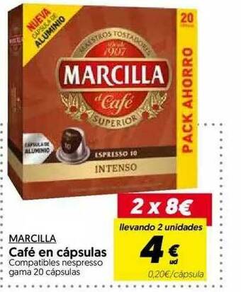 Hiper Usera Marcilla Café En Cápsulas oferta