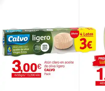 Supermercados Plaza Calvo Atún Claro en Aceite de Oliva Ligero 4x56grs oferta