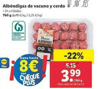 Lidl Albóndigas De Vacuno Y Cerdo oferta