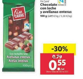 Lidl Chocolate Con Leche Y Avellanas Enteras oferta