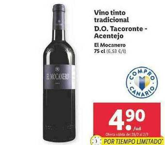 Lidl Vino Tinto Tradicional Do Tacoronte Acentejo oferta