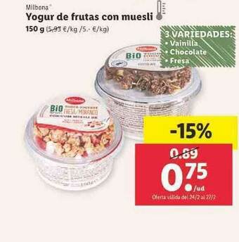 Lidl Yogur De Frutas Con Muesli oferta