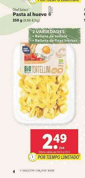 Lidl Pasta Al Huevo oferta