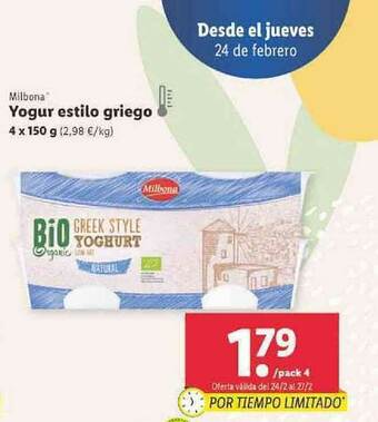 Lidl Yogur Estilo Griego oferta