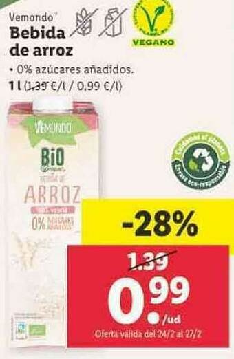 Lidl Bebida De Arroz oferta