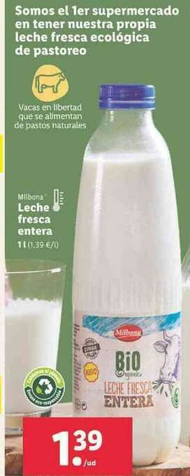 Lidl Leche Fresca Entera oferta