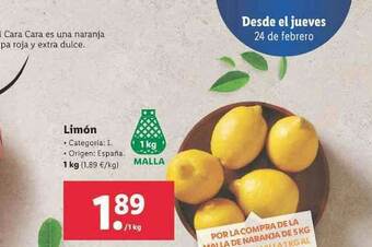 Lidl Limón oferta