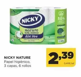 Alimerka Nicky Nature Papel Higiénico 3 Capas 6 Rollos oferta