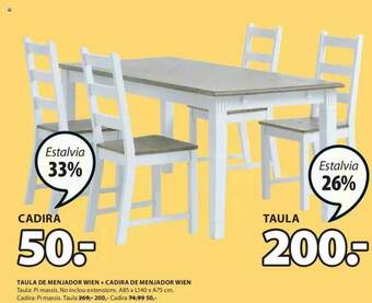 JYSK Taula De Menjador Wien, Cadira De Menjador Wien oferta