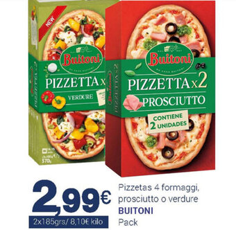 Supermercados Plaza Buitoni Pizzetas 4 Formaggi, prosciutto o verdure 2 x 185grs oferta