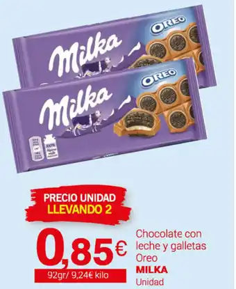 Supermercados Plaza Milka Chocolate con leche y galletas Oreo 92gr oferta