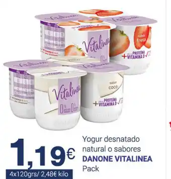 Supermercados Plaza Danone Vitalinea Yogur desnatado natural o sabores 4 x 120grs oferta