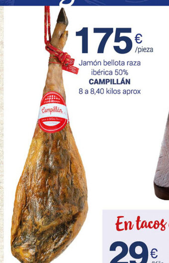 Supermercados Plaza Campillán Jamón bellota raza ibèrica 50% oferta