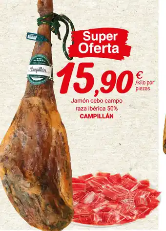 Supermercados Plaza Campillán Jamón cebi campo raza ibèrica 50% oferta