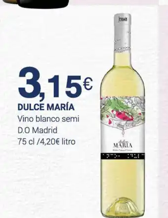 Supermercados Plaza Dulce María Vino blanco semi D.O Madrid 75cl oferta