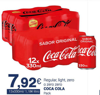 Supermercados Plaza Coca cola Regular,light,zero o zero zero 12 x 330ml oferta