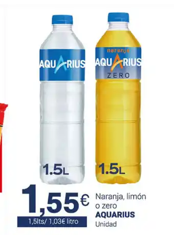 Supermercados Plaza Aquarius Naranja, limón o zero 1,5lts oferta