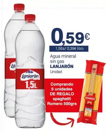 Supermercados Plaza Lanjarón Agua mineral sin gas 1,5L oferta