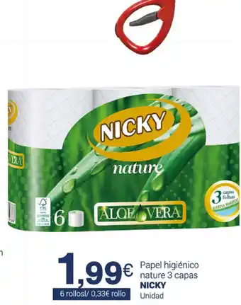 Supermercados Plaza Nicky Papel higienico nature 3 capas 6 rollos oferta