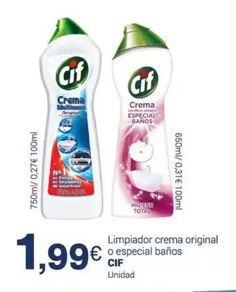 Supermercados Plaza Cif Limpiador crema original o especial baños oferta