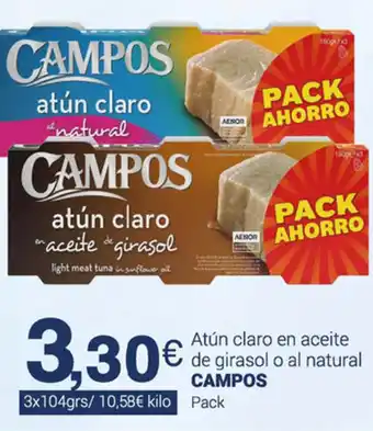 Supermercados Plaza Campos Atún En Aceite De Girasol o al antural 3 x 140grs oferta