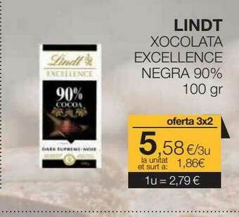 Plusfresc Lindt Xocolata Excellence Negra 90% oferta