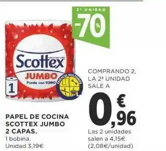 Supercor Exprés 2a Unidad -70% Papel De Cocina Scottex Jumbo 2 Capas oferta