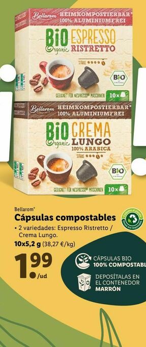Lidl Cápsulas de café bellarom oferta