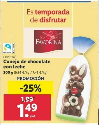 Lidl Chocolate con leche favorina oferta