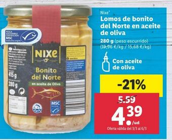 Lidl Lomos de bonito en aceite nixe oferta