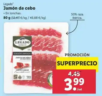 Lidl Jamón de cebo legado oferta