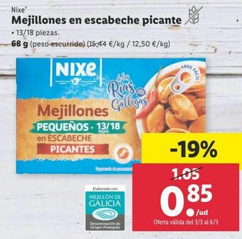 Lidl Mejillones en escabeche nixe oferta