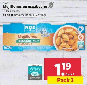 Lidl Mejillones en escabeche nixe oferta