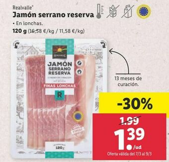 Lidl Jamón serrano realvalle oferta