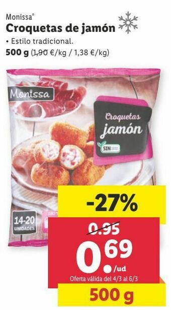 Lidl Croquetas de jamón monissa oferta