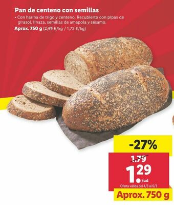 Lidl Pan de centeno oferta
