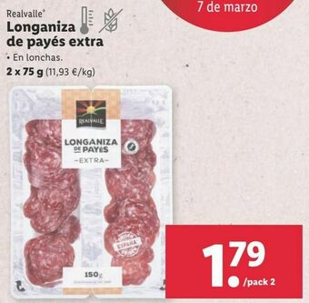Lidl Longaniza de payés realvalle oferta
