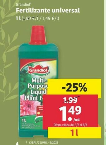 Lidl Fertilizante universal grandiol oferta