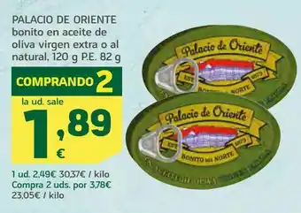 HiperDino Palacio de oriente bonito en aceite de oliva virgen extra o al natural, 120 g p.e. 82 g oferta