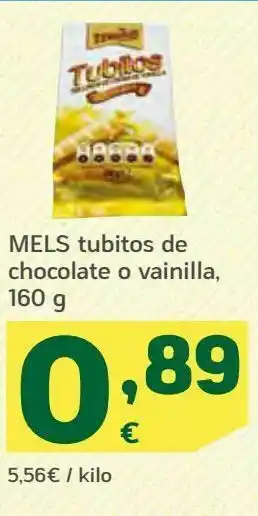 HiperDino Mels tubitos de chocolate o vainilla, 160 g oferta