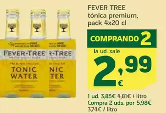 HiperDino Fever tree tónica premium, pack 4x20 cl oferta