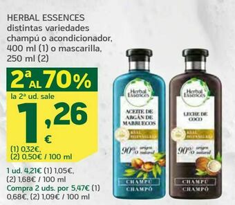 HiperDino Herbal essences distintas variedades champú o acondicionador, 400 ml o mascarilla, 250 ml oferta