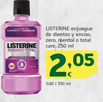 HiperDino Listerine enjuague de dientes y encías, zero, mentol o total care, 250 ml oferta