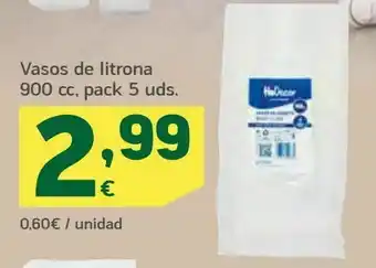 HiperDino Vasos de litrona 900 cc, pack 5 uds. oferta