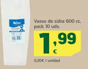 HiperDino Vasos de sidra 600 cc, pack 10 uds. oferta