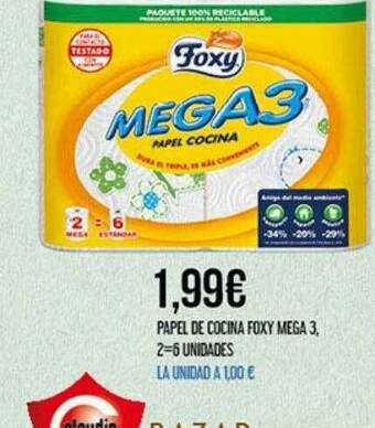 Claudio Papel De Cocina Foxy Mega 3 oferta