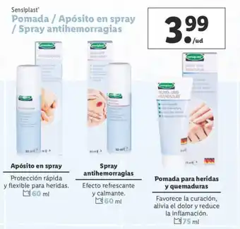 Lidl Sensiplast Pomada/Apósito en spray/Spray antihemorragias oferta