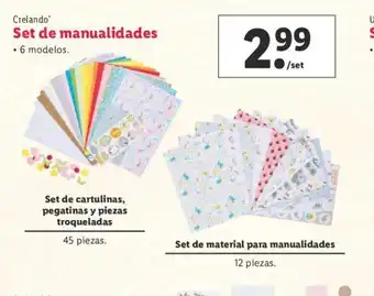 Lidl Crelando Set de manualidades, Set de cartulinas, pegatinas y piezas troqueladas, Set de material para manualidades oferta