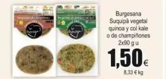 FROIZ Burgesana Suquipà vegetal quinoa y col kale o de champiñones 2 x 90g u oferta